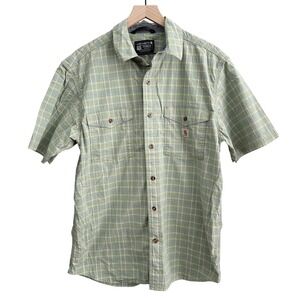 Carhartt Short Sleeve Plaid Collar Button Down Shirt Green Large Casual Gorpcore